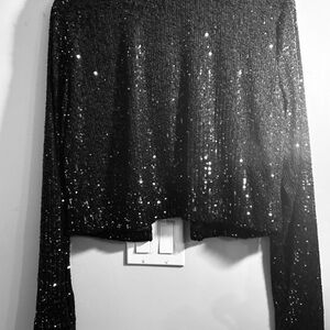 Le Chateau Sparkling Black Sequin Blouse